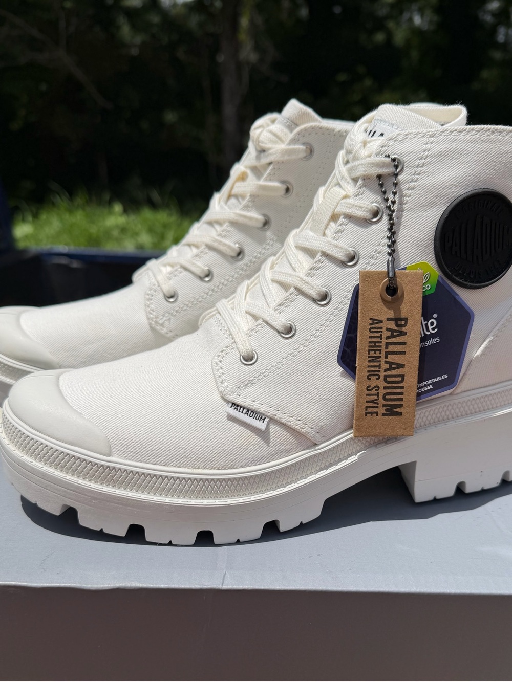 Palladium Cream Canvas Lug-Sole High-Top Boots